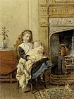 George Goodwin Kilburne Minding Baby painting